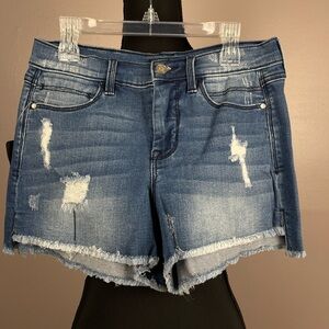 bebe Blue Distressed Jean Shorts